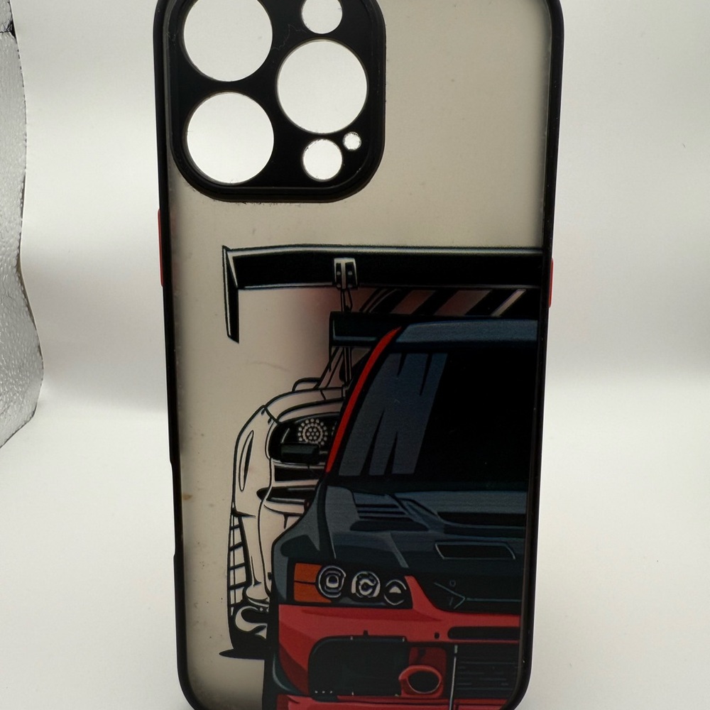 *For iPhone 16 ProMax* Stylish Black and Red Car Design Phone Case